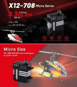 KST X12-708 Brushless Servo - 9.3Kg.cm 0.07s 21.3g 12mm -RC Models Store kst x12 708 brushless servo 9 3kg cm 0 07s 21 3g 12mm 100