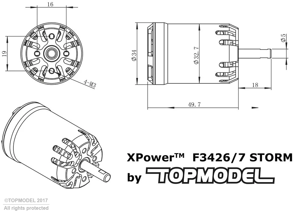 XPower F3426/7 Storm 1250 RPM/V 142g Cased Outrunner 10 XPower F3426/7 Storm 1250 RPM/V 142g Cased Outrunner - Image 8